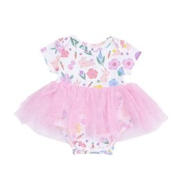 Angel Dear Angel Dear- Pink Bunnies S/S Tutu Bodysuit Dress
