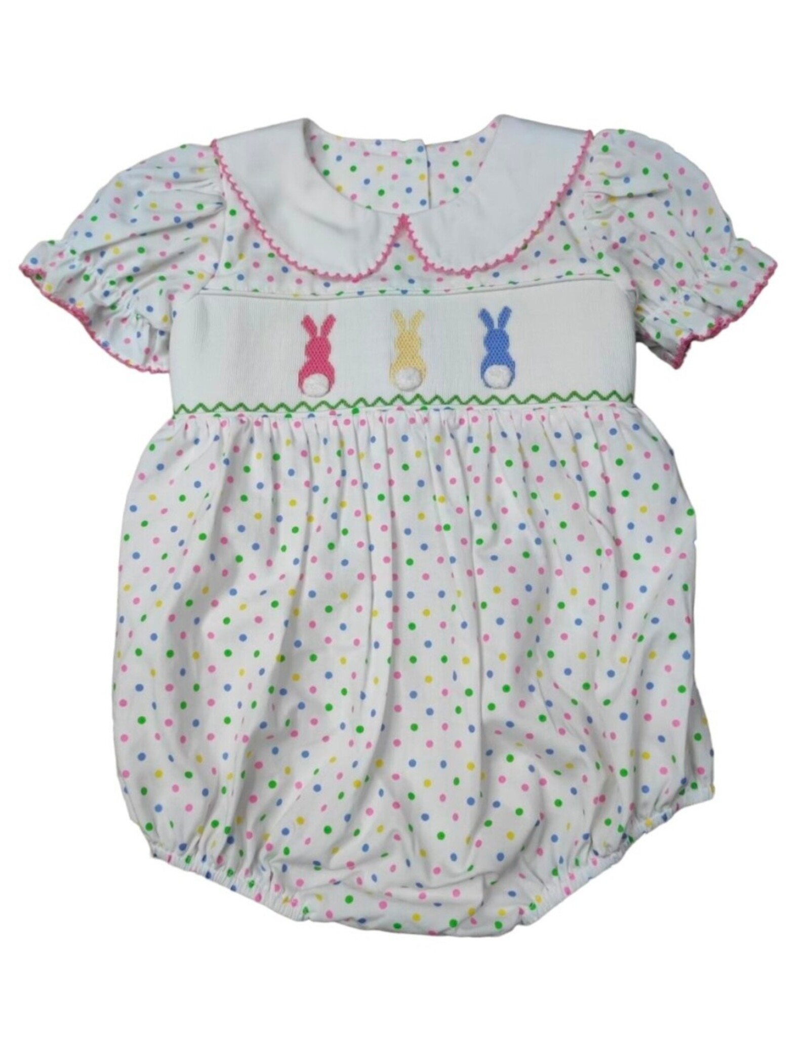Three Sisters Three Sisters- Bunny Hop Smocked Bubble w/Tie