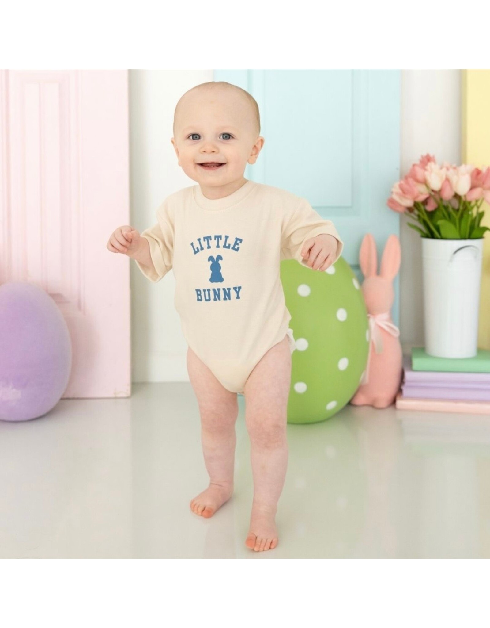 Sweet Wink- Little Bunny Steel Blue Easter S/S Romper