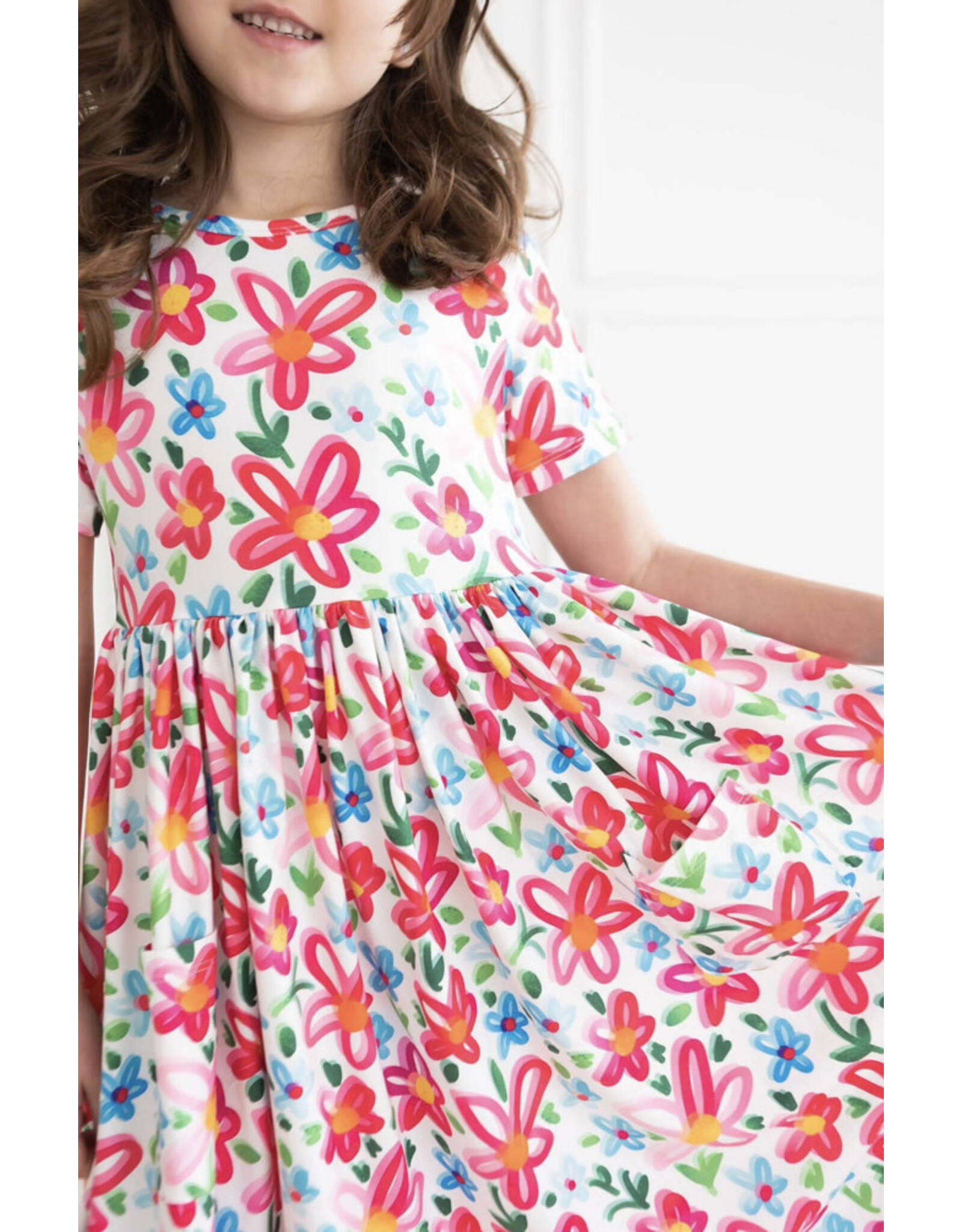 Mila & Rose Mila & Rose- Neon Floral Pocket Twirl Dress