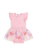 Sweet Wink- Bunny Bow Sequin Easter S/S Tutu Bodysuit