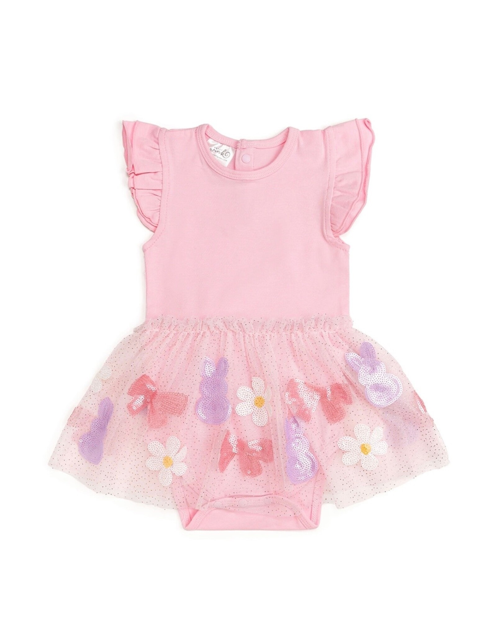Sweet Wink- Bunny Bow Sequin Easter S/S Tutu Bodysuit