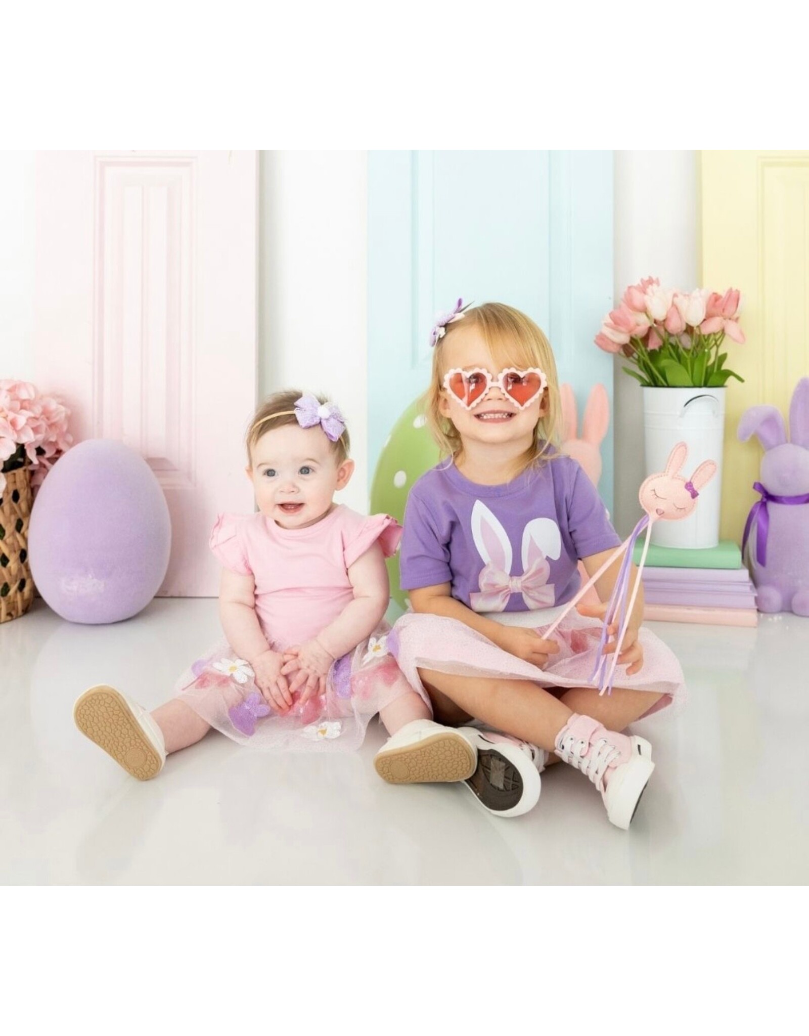 Sweet Wink- Bunny Bow Sequin Easter S/S Tutu Bodysuit