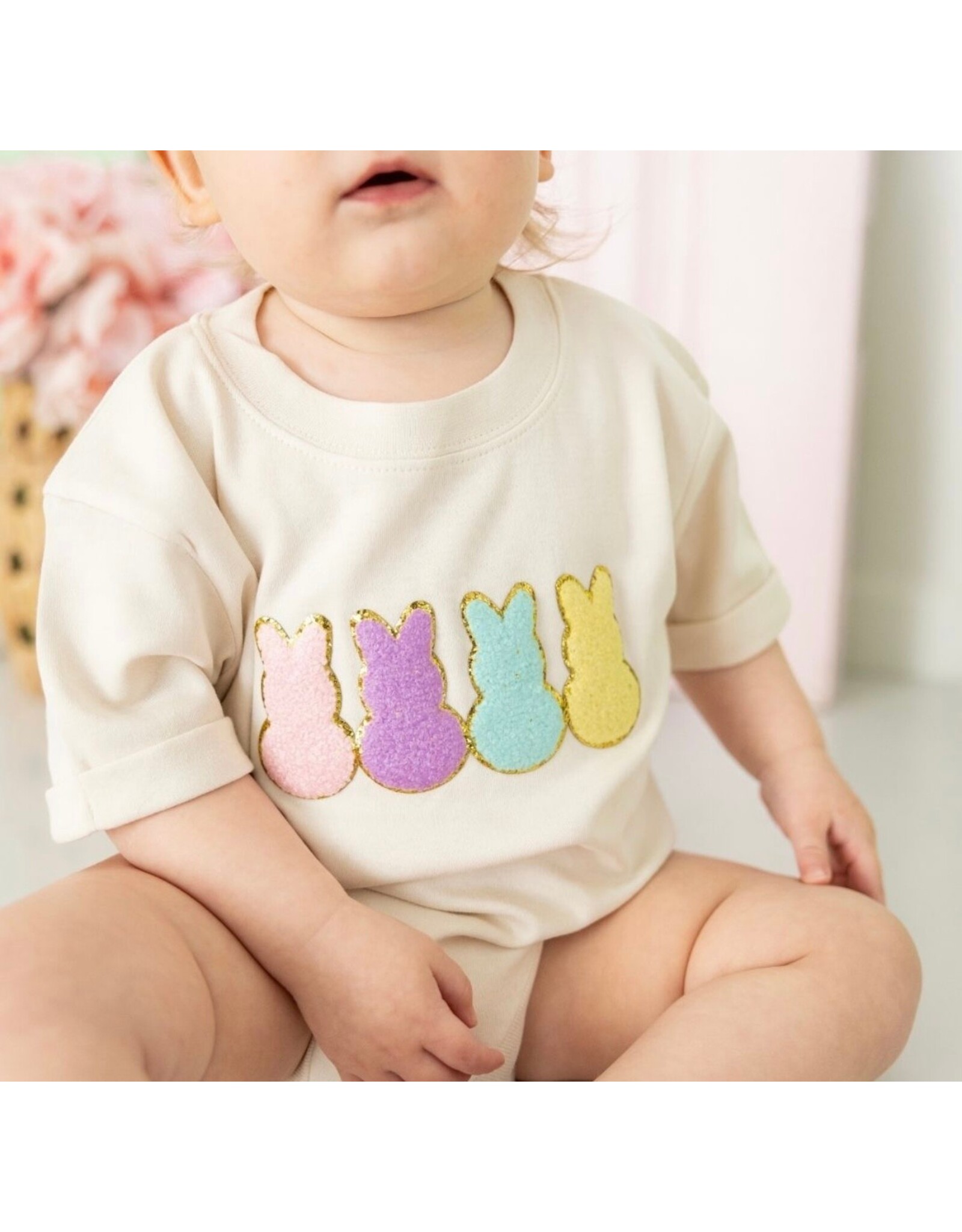 Sweet Wink- Easter Peeps Patch S/S Romper