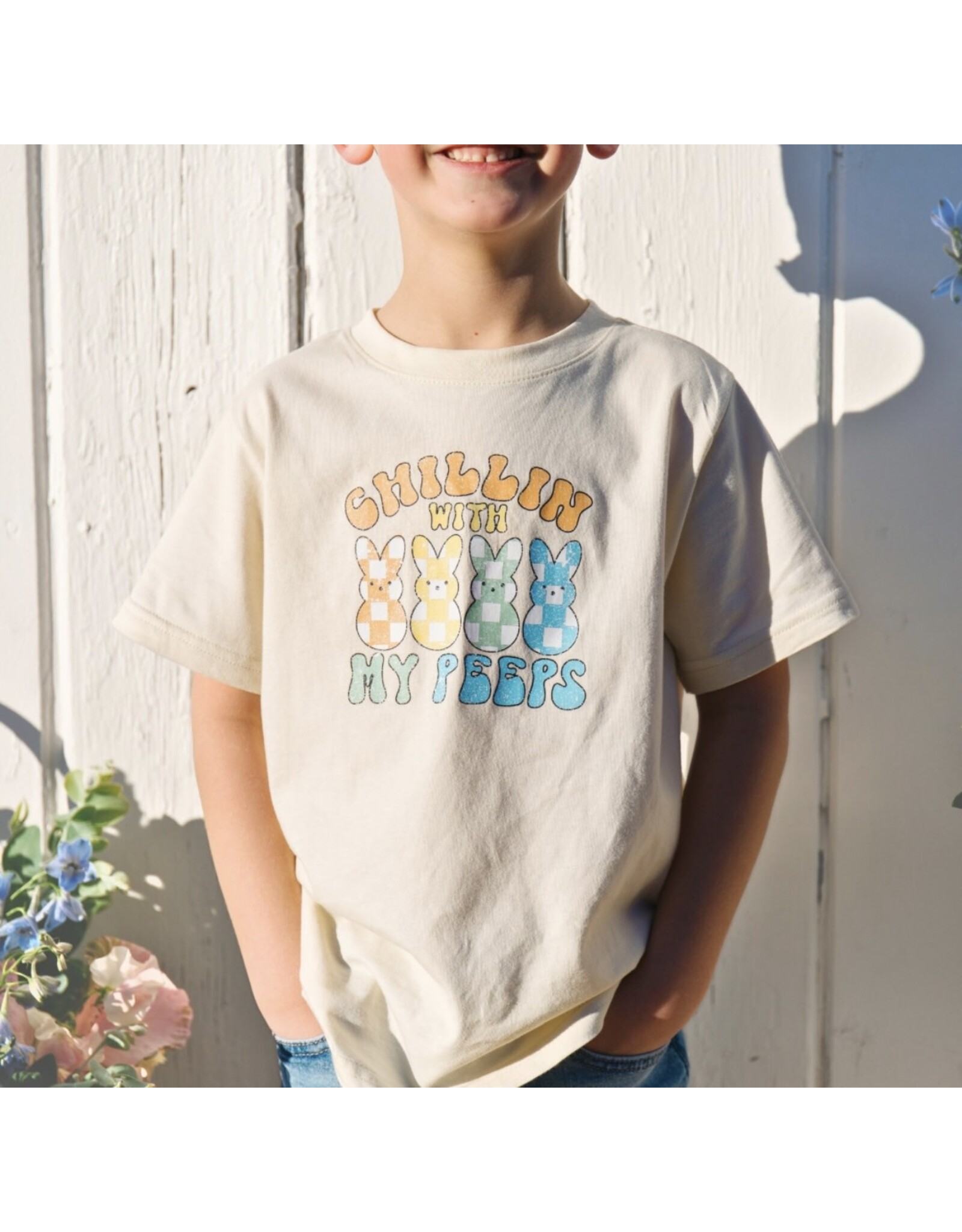 Sweet Wink Sweet Wink- Chillin With My Peeps Easter Natural S/S TShirt