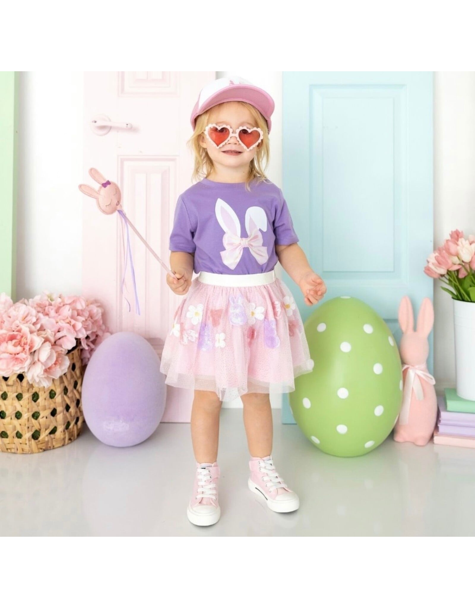 Sweet Wink Sweet Wink- Bunny Bow Easter Lavender TShirt
