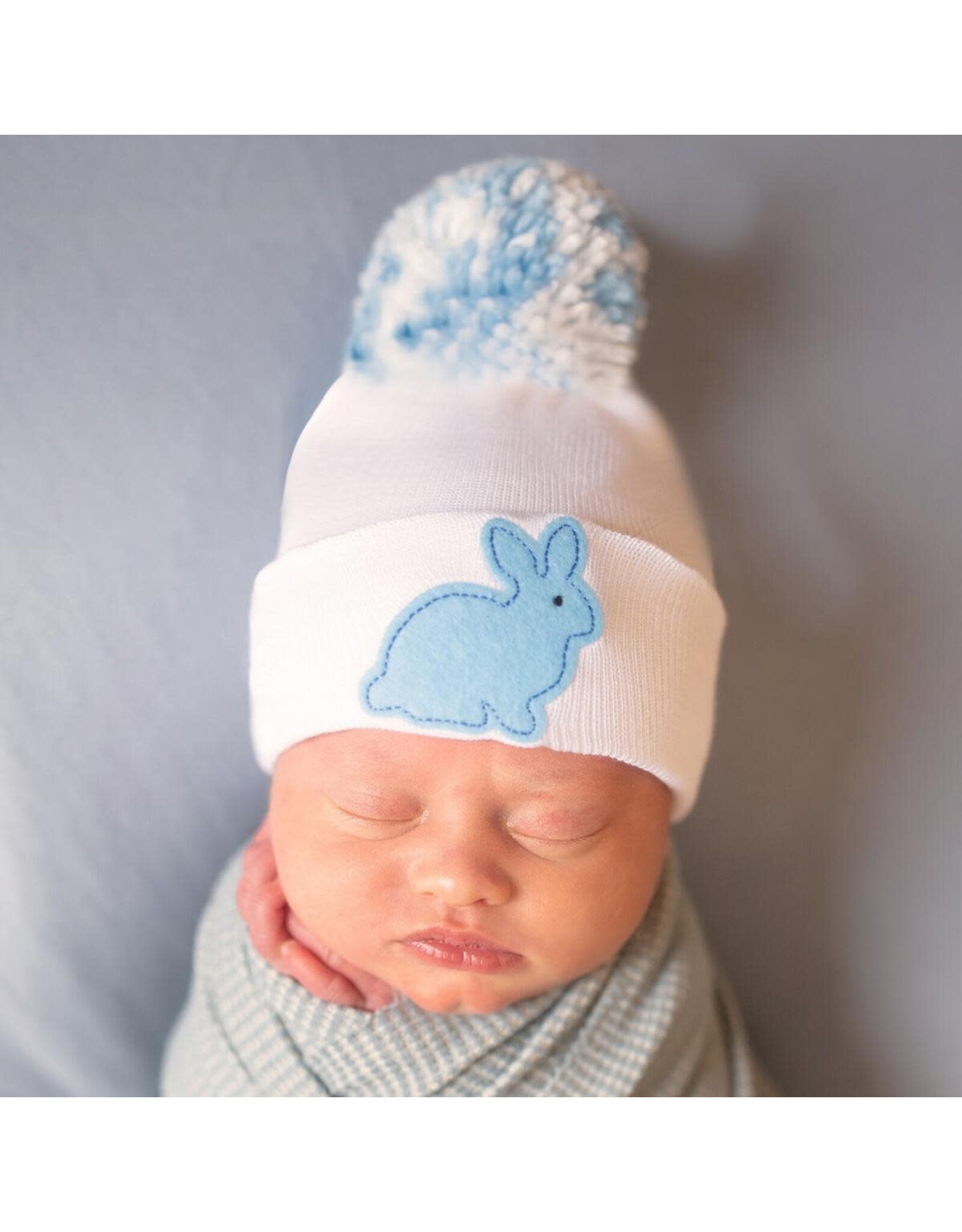 ILYBEAN Ilybean- Blue Bunny Mixed Pom Nursery Beanie