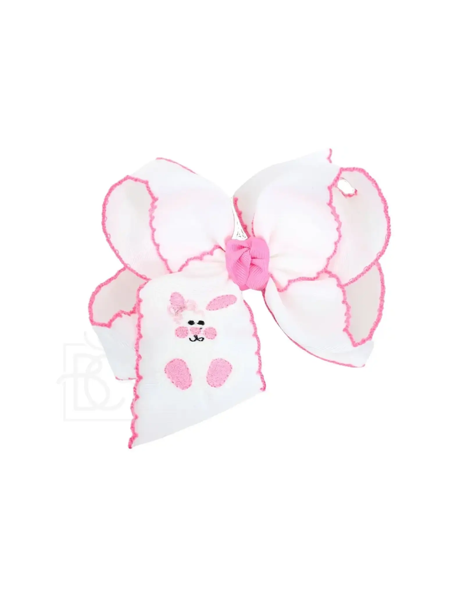 Beyond Creations Beyond Creations-  Hot Pink Bunny Crochet Edge 5.5" XL Knot Bow