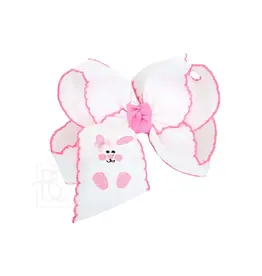 Beyond Creations Beyond Creations-  Hot Pink Bunny Crochet Edge 5.5" XL Knot Bow