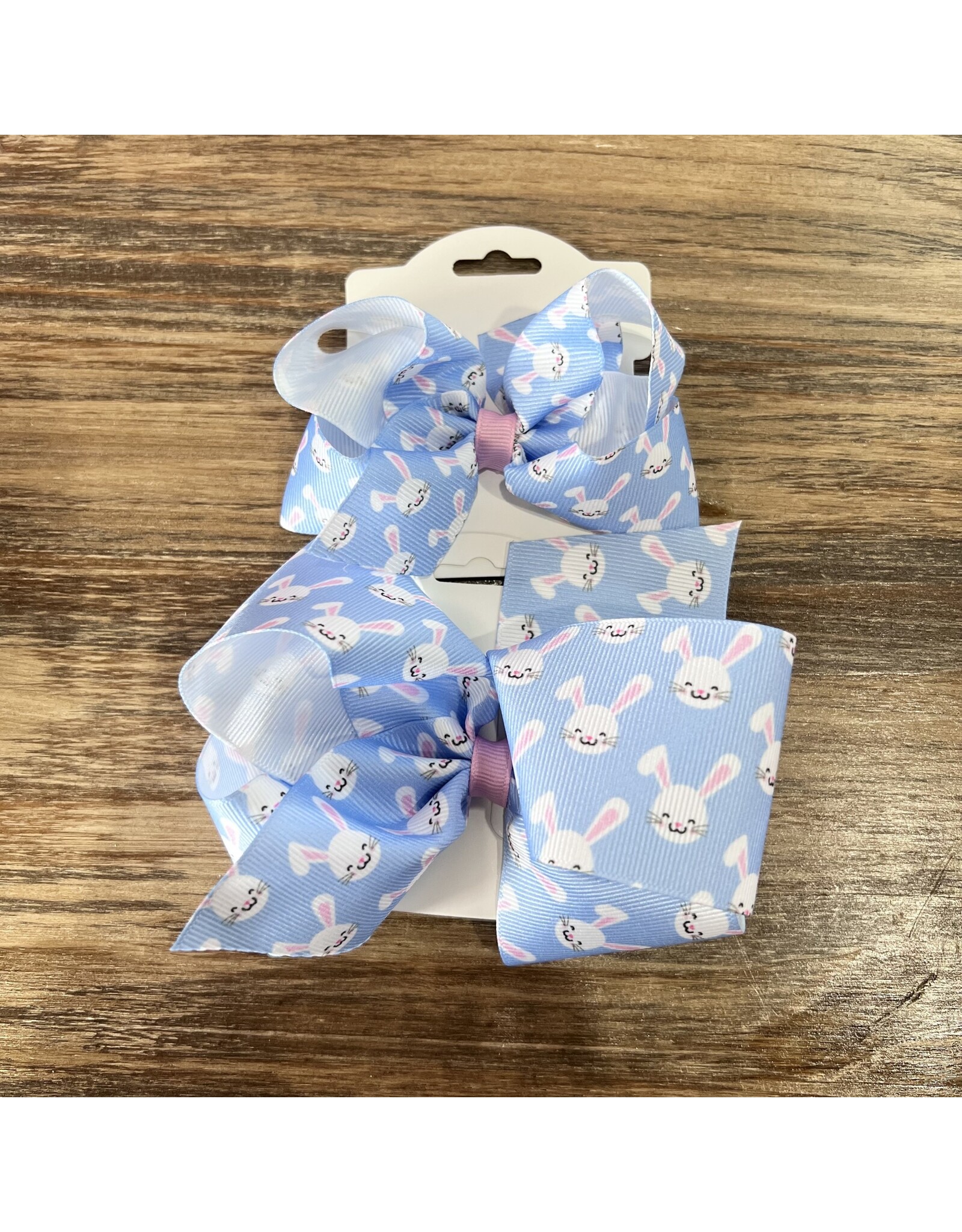 Wee Ones- Easter Blue Bunny Faces Bow