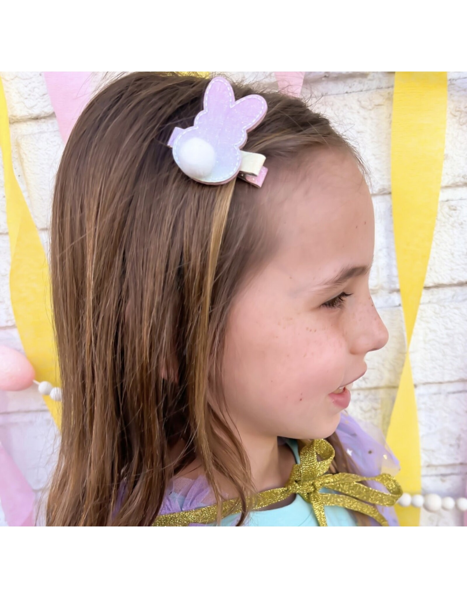 Sweet Wink- Pastel Rainbow Easter Bunny Clip