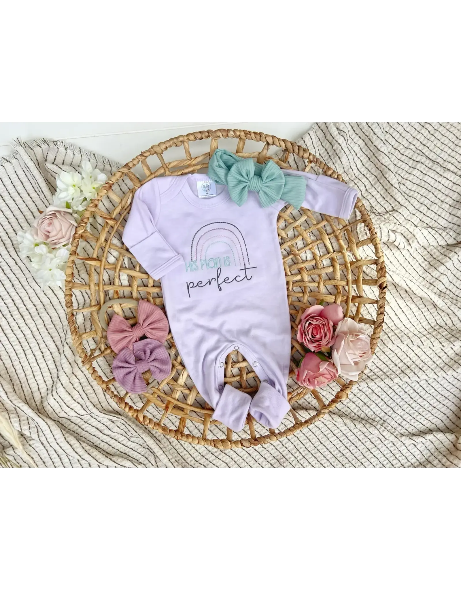 Wonderfully Made Wonderfully Made- His Plans Are Perfect Girl Romper: NB