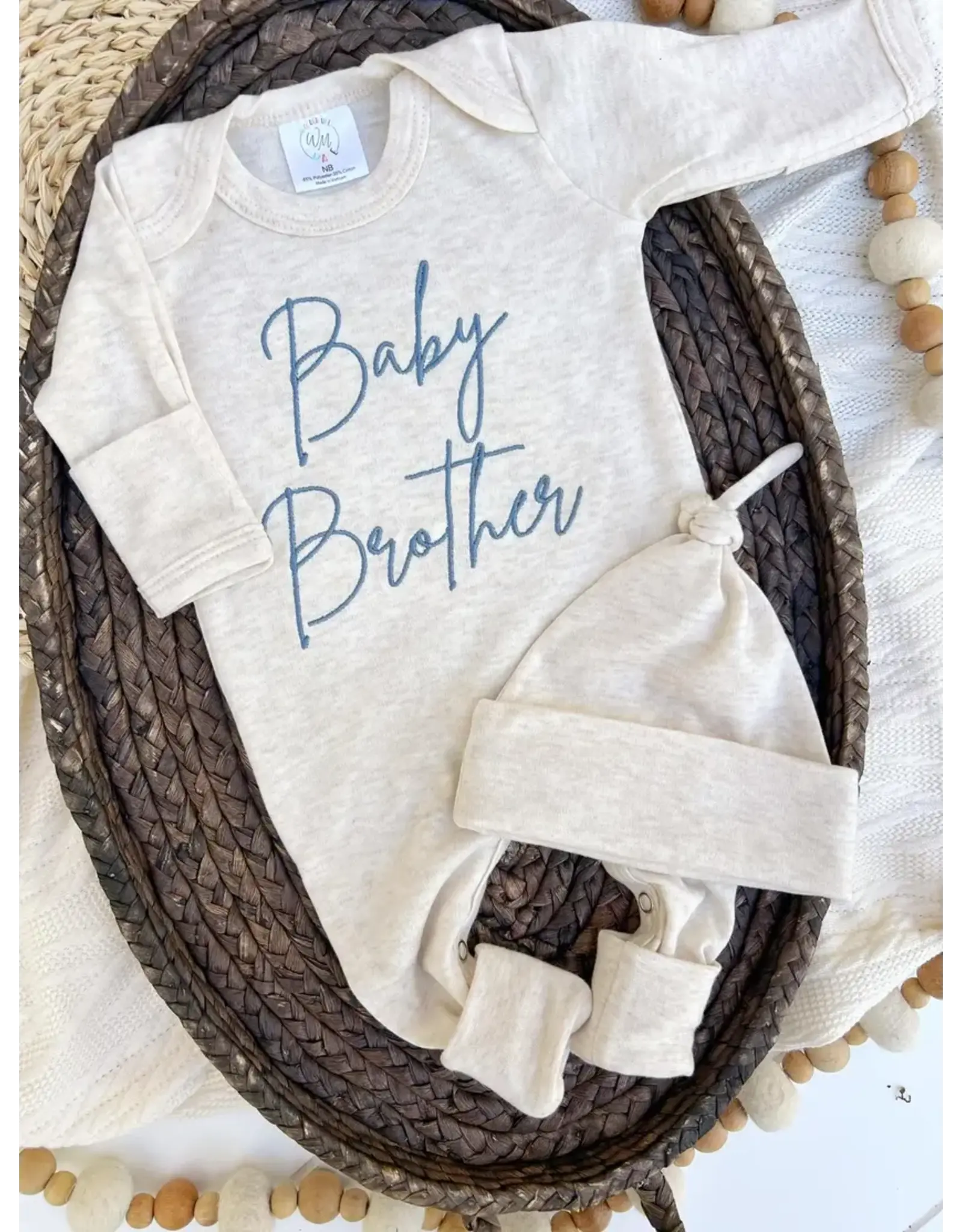 Wonderfully Made Wonderfully Made- Baby Brother Blue Romper & Hat: NB