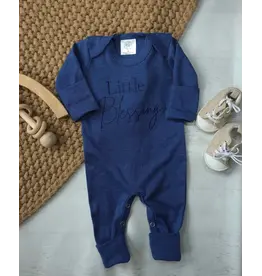Wonderfully Made Wonderfully Made- Little Blessing Blue Romper: NB
