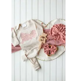 Wonderfully Made Wonderfully Made- Pink Love Oatmeal Romper