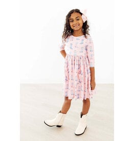 Mila & Rose Mila & Rose- Ribbons & Rodeos 3/4 Sleeve Pocket Twirl Dress