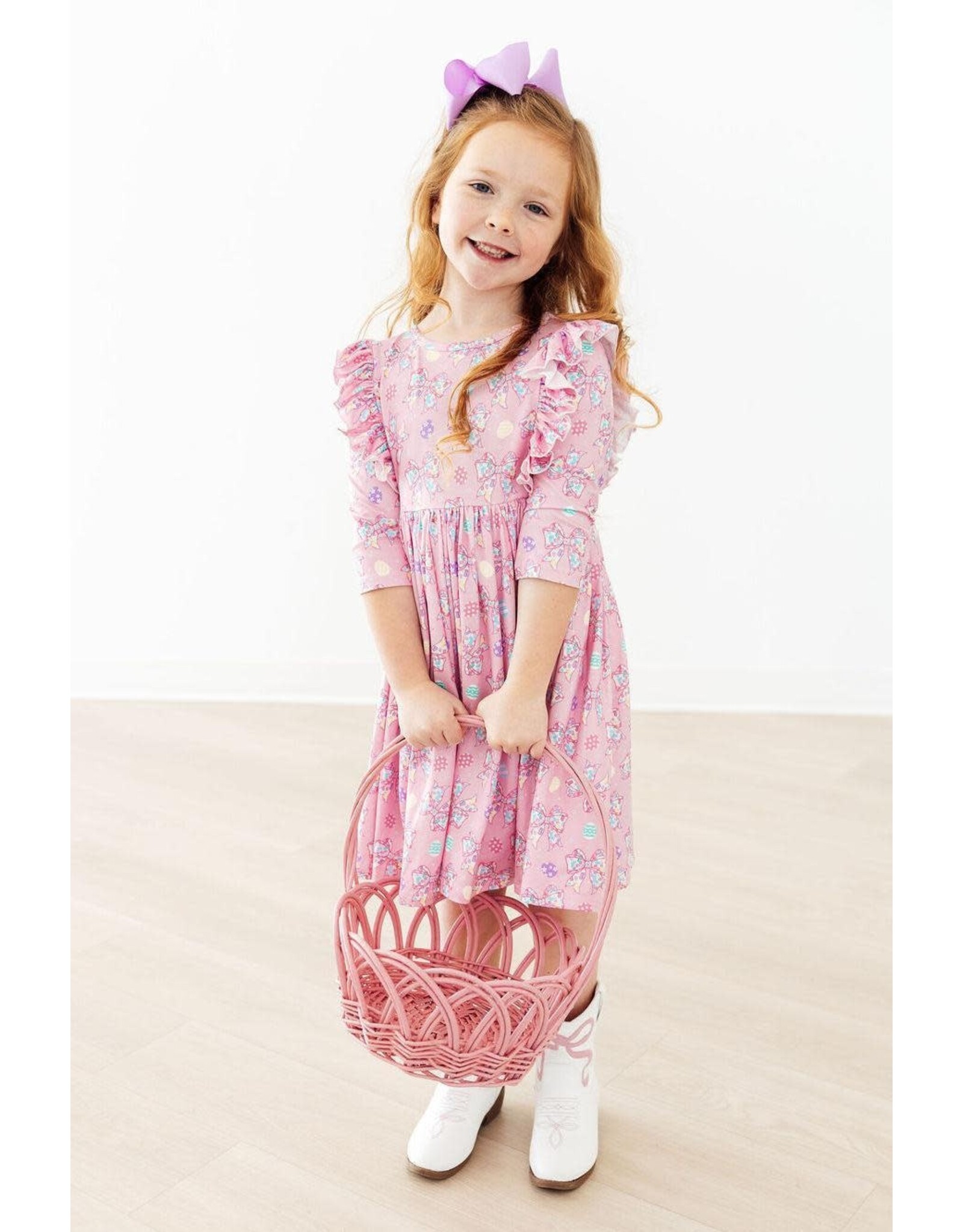 Mila & Rose Mila & Rose- Little Bow Peep 3/4 Ruffle Twirl Dress