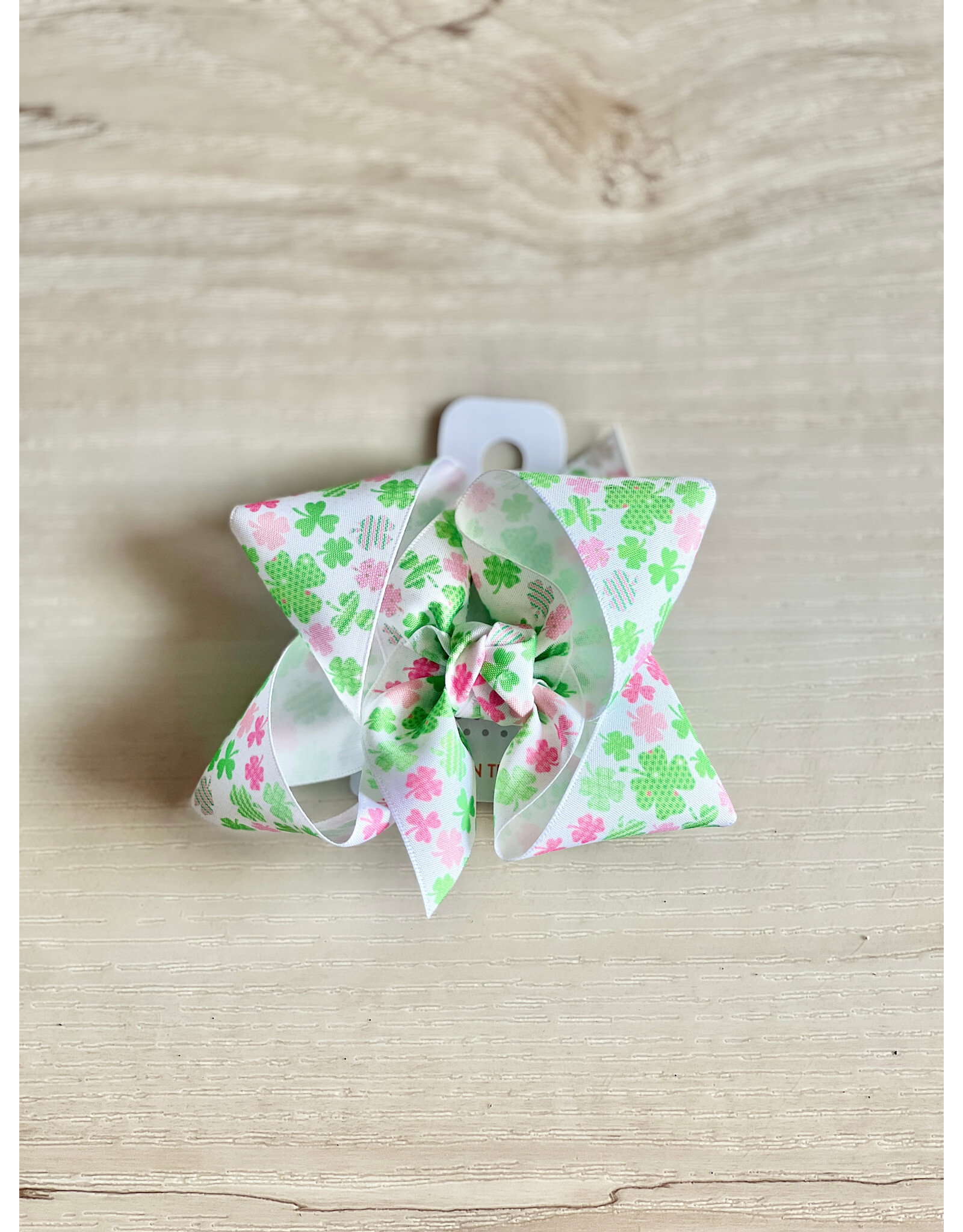 Beyond Creations Beyond Creations-  Pink & Green CloverRibbon 4.5" LG Knot Bow