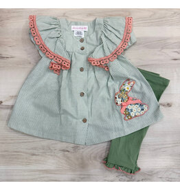 Bonnie  Jean Bonnie Jean- Green Pinafore Capri Set