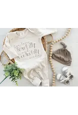 Wonderfully Made Wonderfully Made- Fearfully & Wonderfully Made Taupe Romper: NB