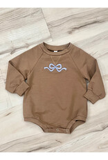 Mocha Embroidered Bow Bubble: 3-6M