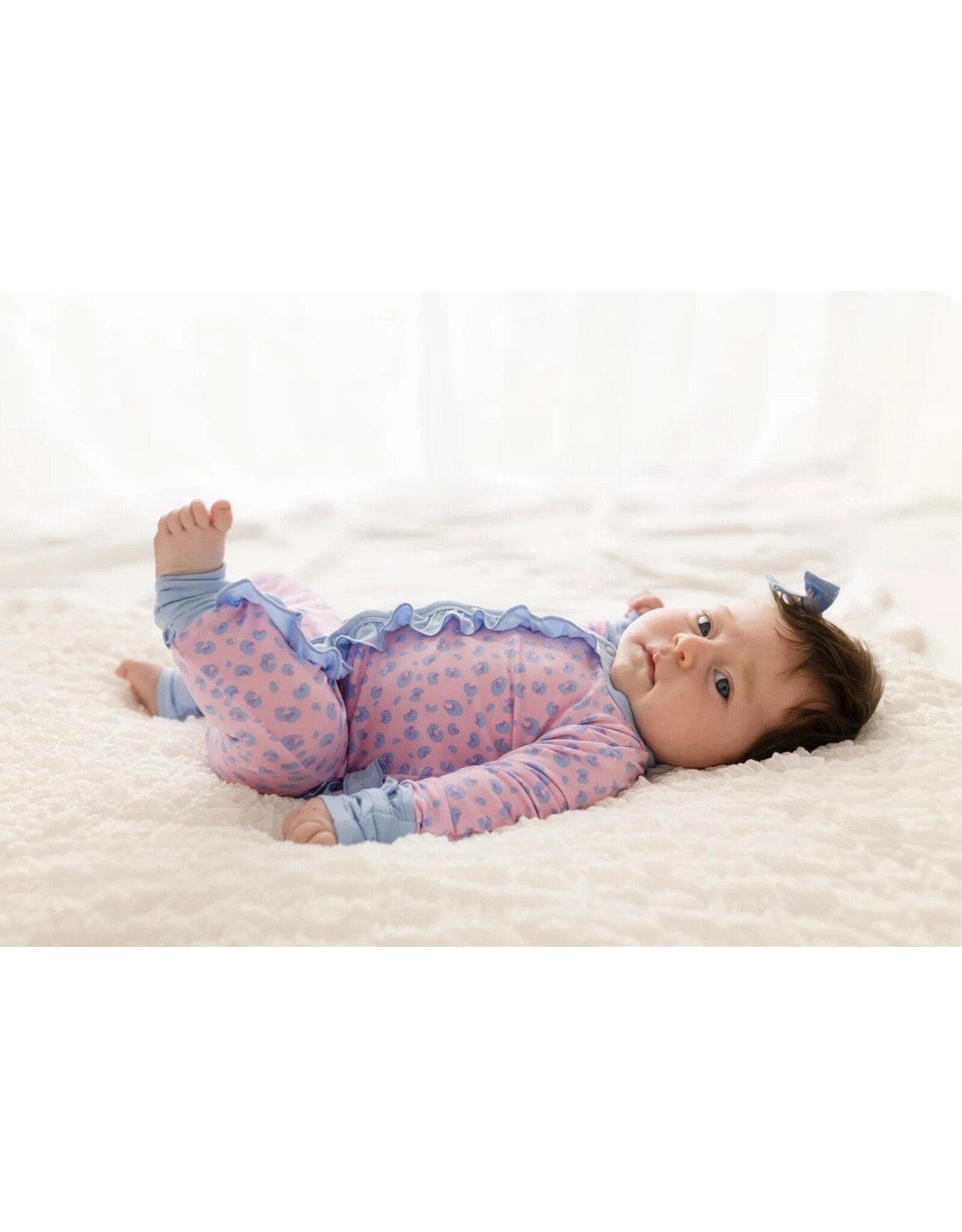 Laree + Co. LC- Lillian Leopard Bamboo Ruffle Convertible Footie