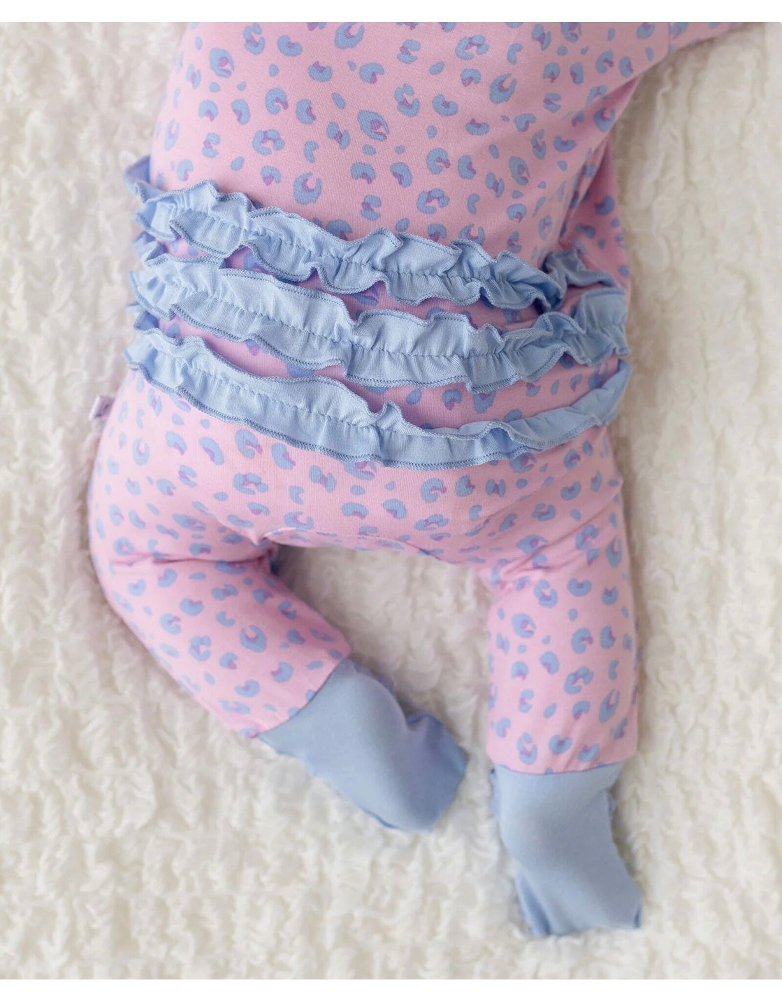 Laree + Co. LC- Lillian Leopard Bamboo Ruffle Convertible Footie