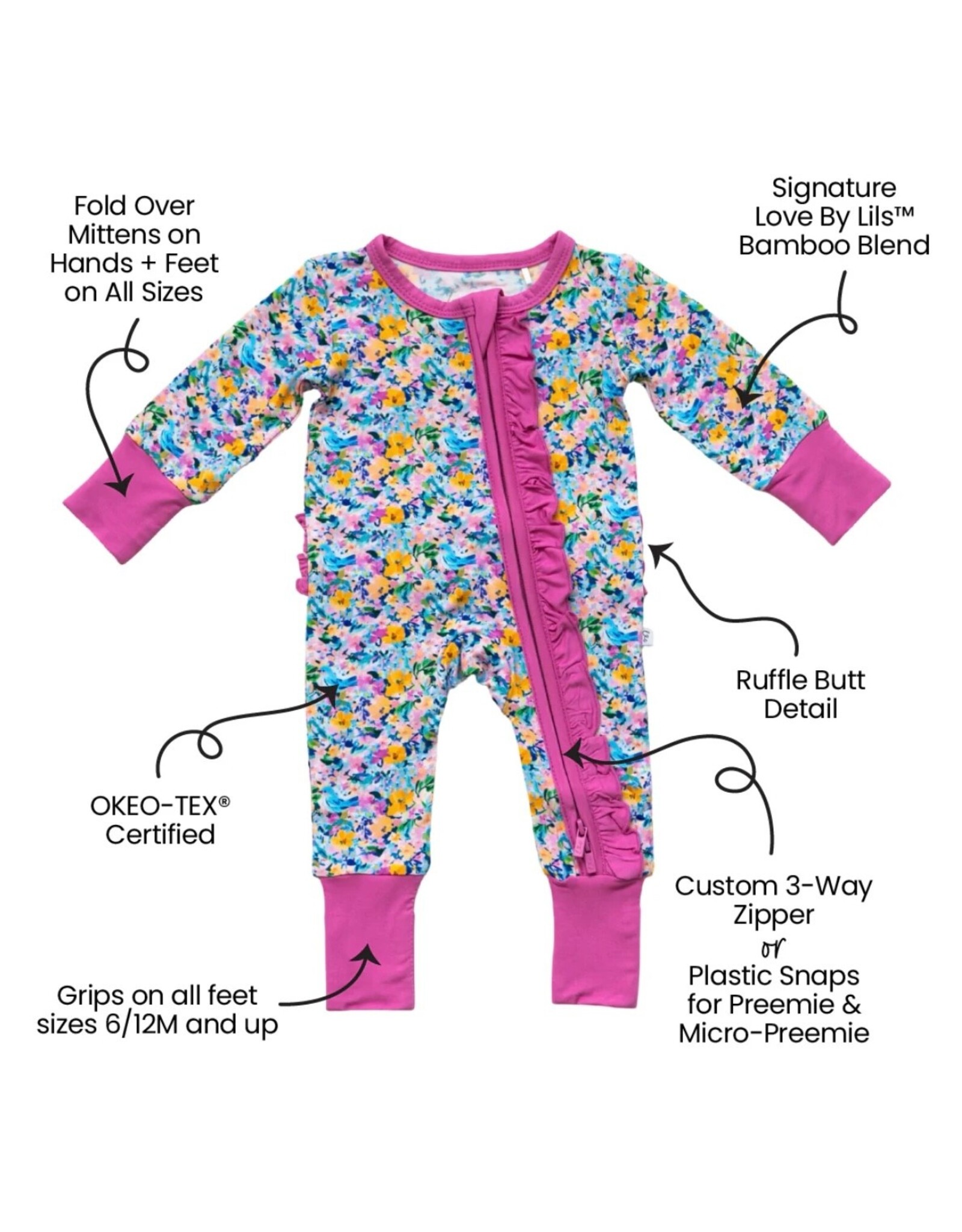 Laree + Co. LC- Anna Grace Bamboo Ruffle Convertible Footie