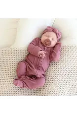 Caden Lane Caden Lane- Boysenberry Bamboo Waffle Zipper Ruffle Footie