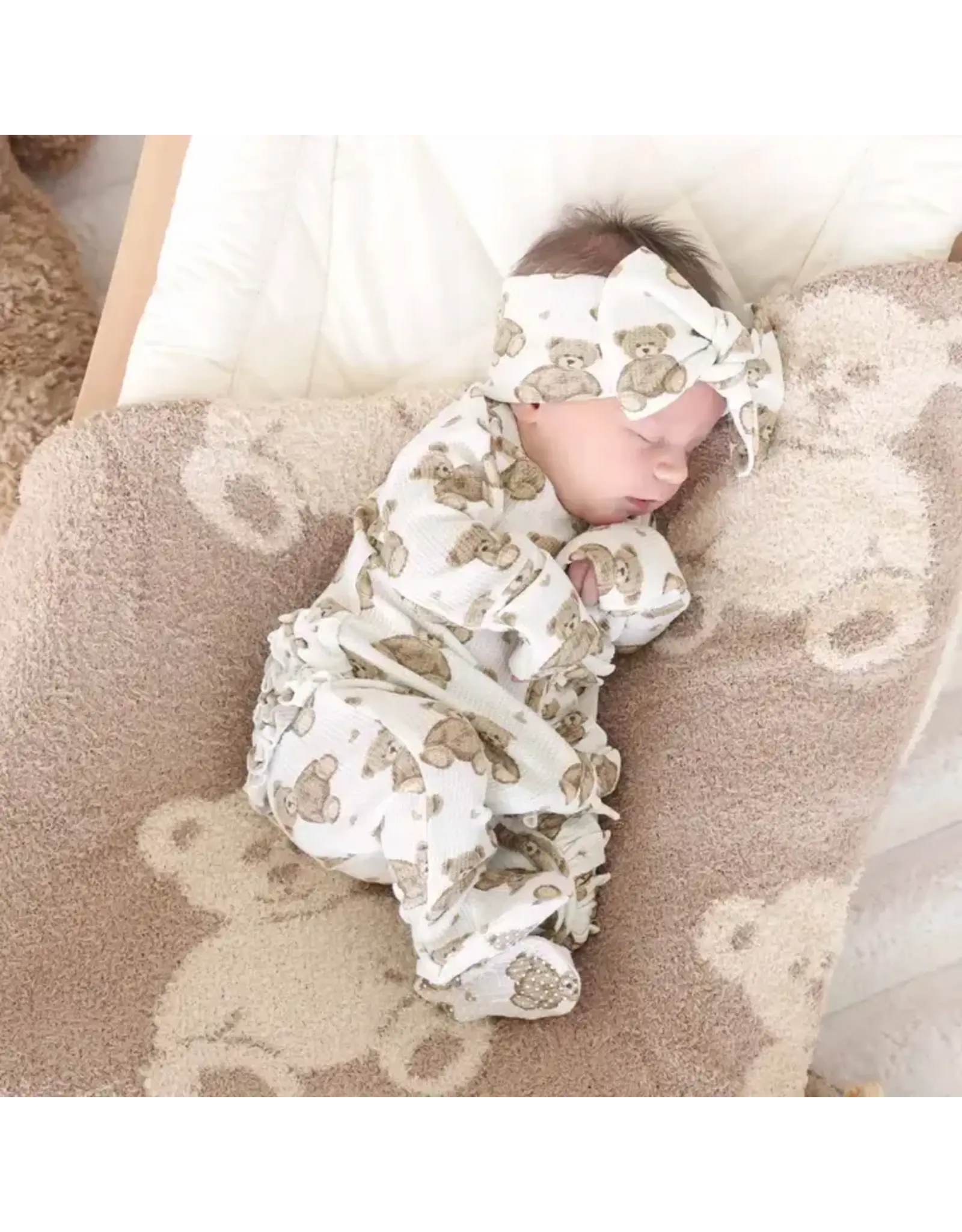 Caden Lane Caden Lane- Beary Sweet Large Waffle Knit Bow