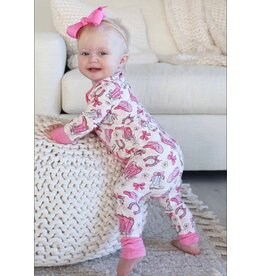 Caden Lane Caden Lane- Rodeo Dreams Pink Convertible Zip Romper