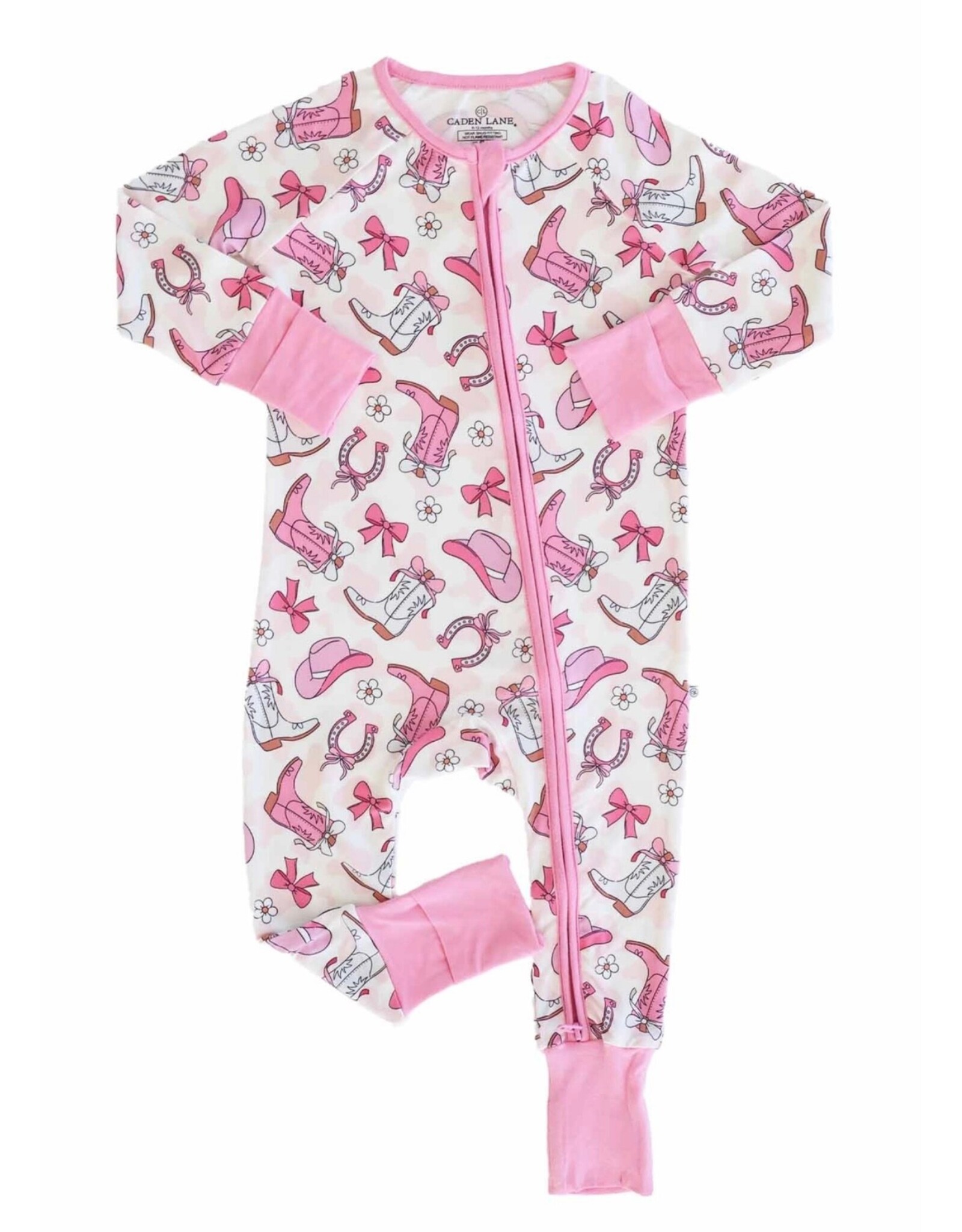 Caden Lane Caden Lane- Rodeo Dreams Pink Convertible Zip Romper
