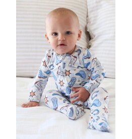 Caden Lane Caden Lane- Rodeo Dreams Blue Convertible Zip Romper