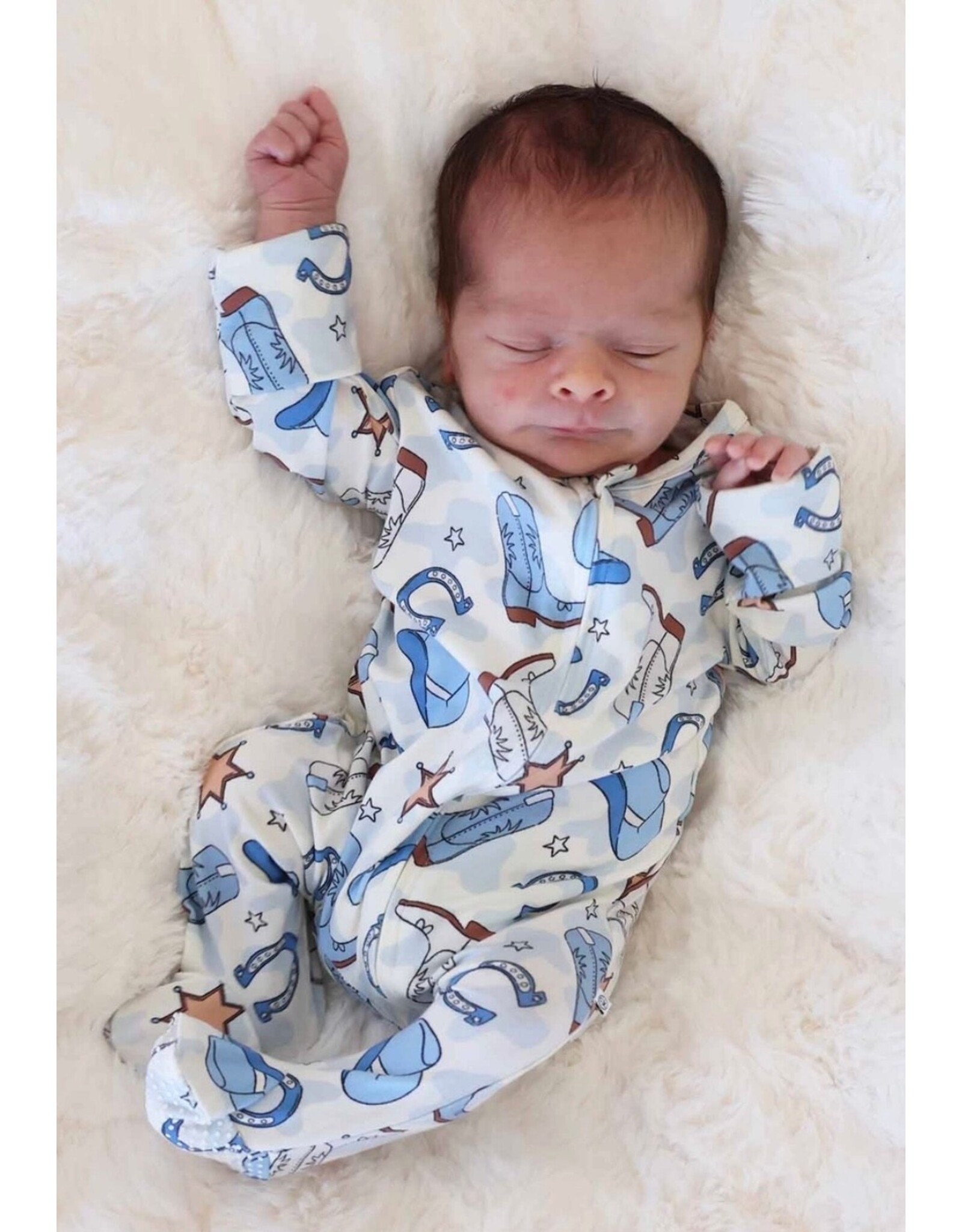 Caden Lane Caden Lane- Rodeo Dreams Blue Convertible Zip Romper