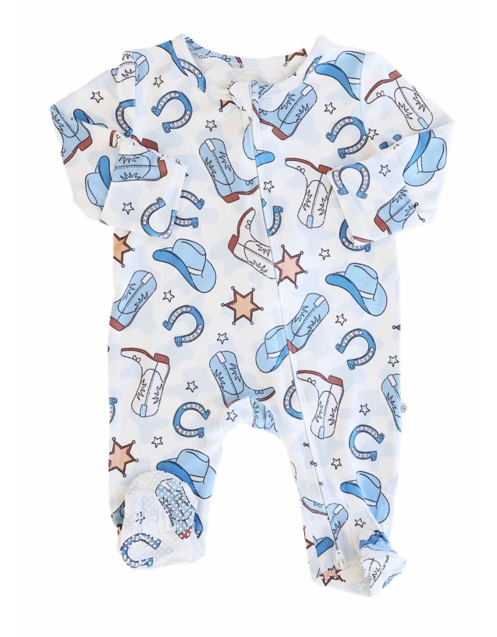 Caden Lane Caden Lane- Rodeo Dreams Blue Convertible Zip Romper