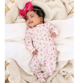 Caden Lane Caden Lane- Penny’s Posies Bamboo Waffle Zipper Ruffle Footie