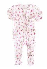 Caden Lane Caden Lane- Penny’s Posies Bamboo Waffle Zipper Ruffle Footie