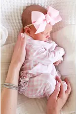 Caden Lane Caden Lane- Rosy Gingham Peter Pan Collar Ruffle Zipper Footie