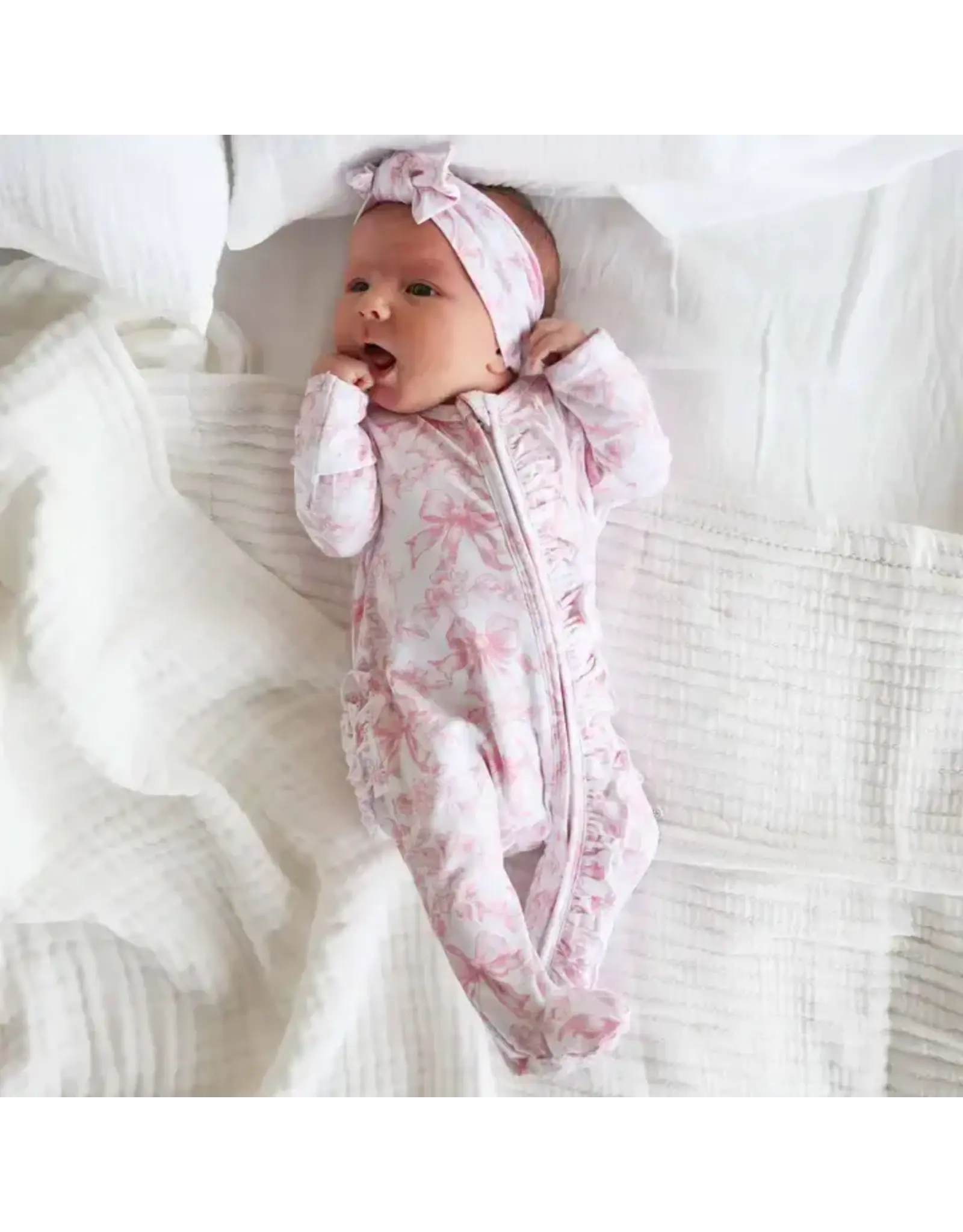 Caden Lane Caden Lane- Fancy Frills Ruffle Zipper Footie