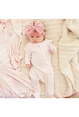 Caden Lane Caden Lane- Pearl Pink Bamboo Waffle Ruffle Zipper Footie