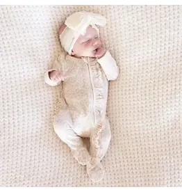 Caden Lane Caden Lane- Lovely Leopard Bamboo Waffle Ruffle Zipper Footie