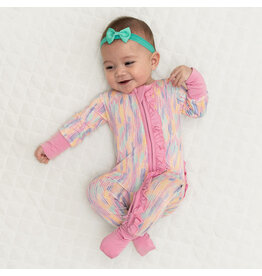 Laree + Co. LC- Lavender Stripes Bamboo Ruffle Convertible Footie