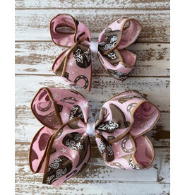 JP- Pink & Brown Boot Print Bow