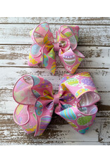 JP- Pink Easter Egg Print Bow
