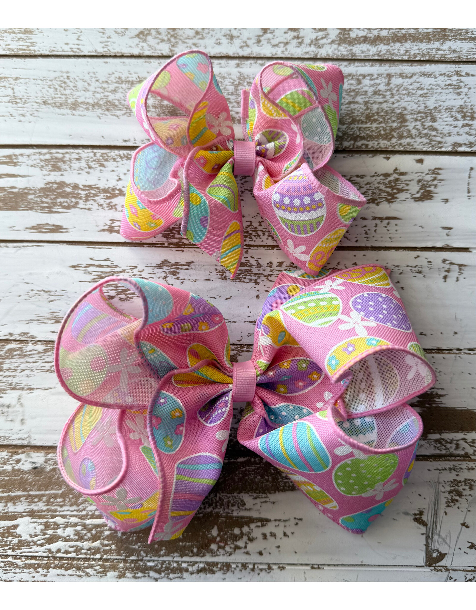 JP- Pink Easter Egg Print Bow