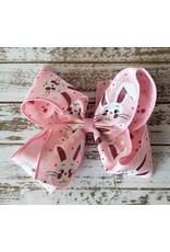 JP- Pink Bunny Easter Print Bow: Large