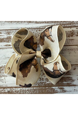 JP- Cream Horse Head Print Bow: Large