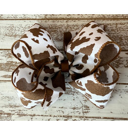 JP- Brown & White Cow Print Bow: Large