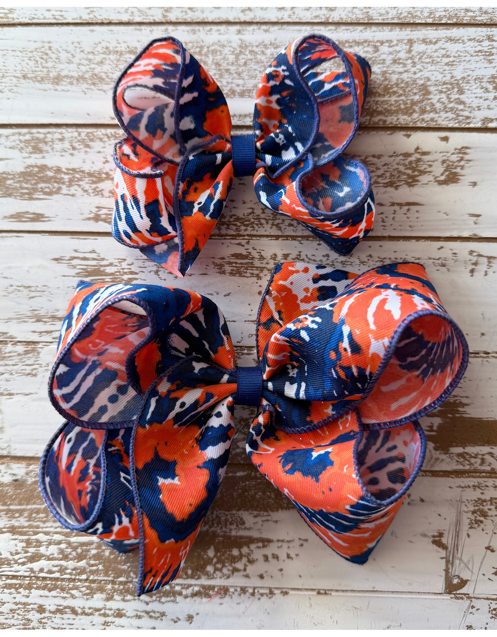 JP- Tie Dye Navy & Orange Print Bow