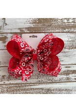 JP- Red Bandana Print Bow: Large